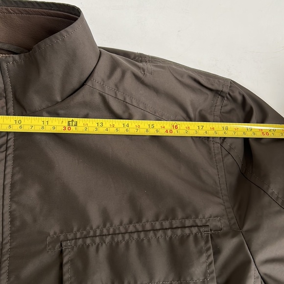 Cole Haan brown windbreaker lightweight jacket lambskin trim zip and snap close - Picture 13 of 16